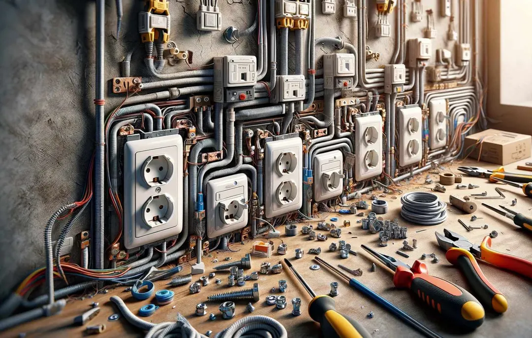 Montáž zásuvkových okruhů a elektroinstalační materiál